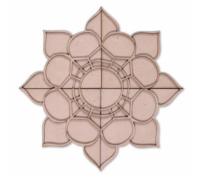 Wooden Diwali Mandala Rangoli Cutouts – 4 Part Laser Cut MDF Design – 12 Inch Round